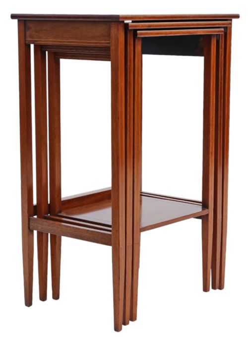 fig 1. Antique fine quality C1905 inlaid mahogany nest of 3 Edwardian C1905 tables