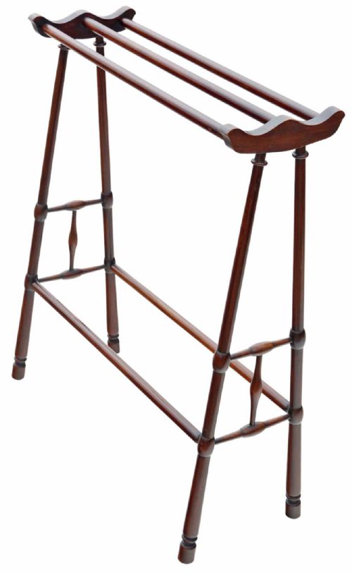 fig 1. Antique fine quality mahogany C1900 Arts and Crafts towel rail stand