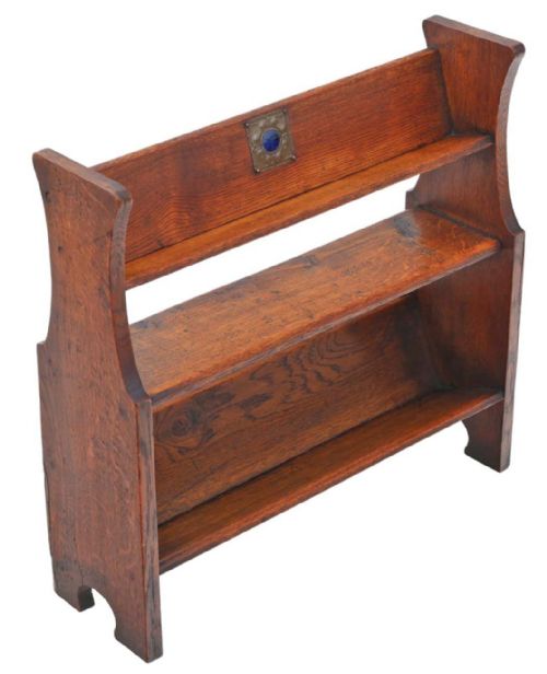Antique Quality Art Nouveau Oak Bookcase Book Trough Stand C1910 in the Manner of Liberty