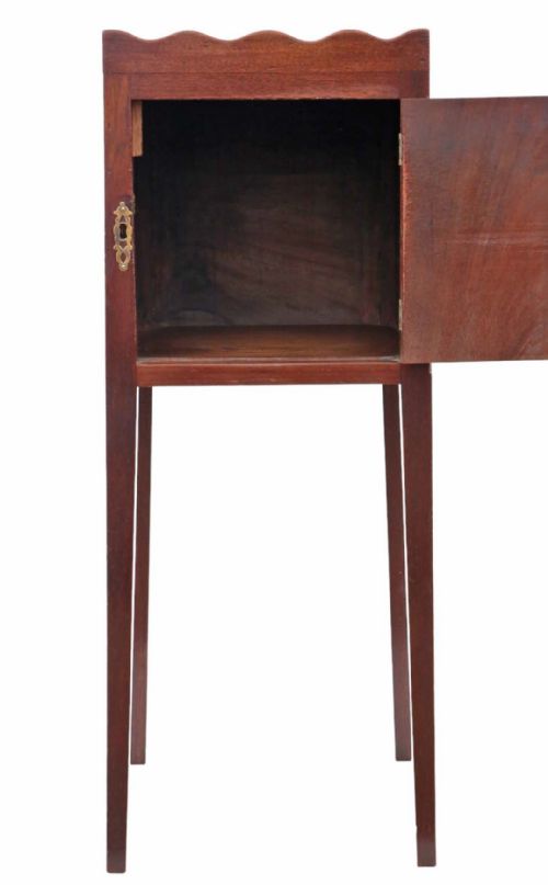 fig 1. Antique quality 19th Century Georgian tray top nightstand mahogany washstand bedside table
