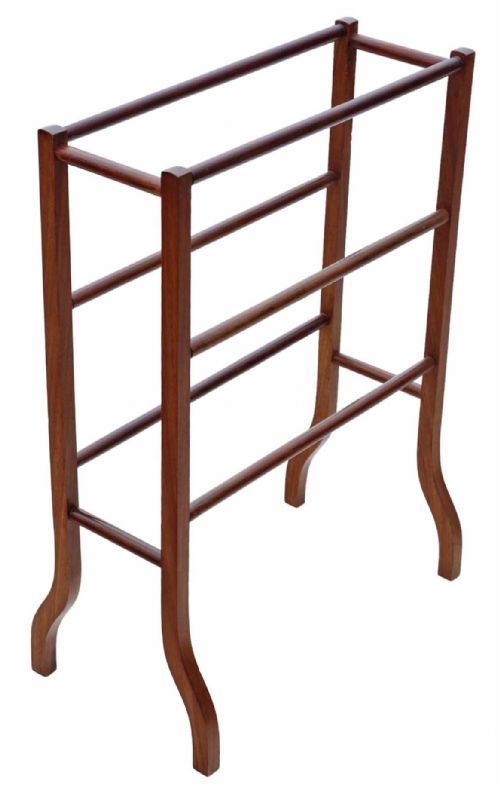 Antique Quality Mahogany C1900 Towel Rail Stand Art Nouveau