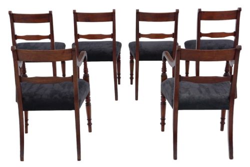 fig 1. Antique fine quality set of 6 (4 plus 2) Georgian C1810 mahogany dining chairs
