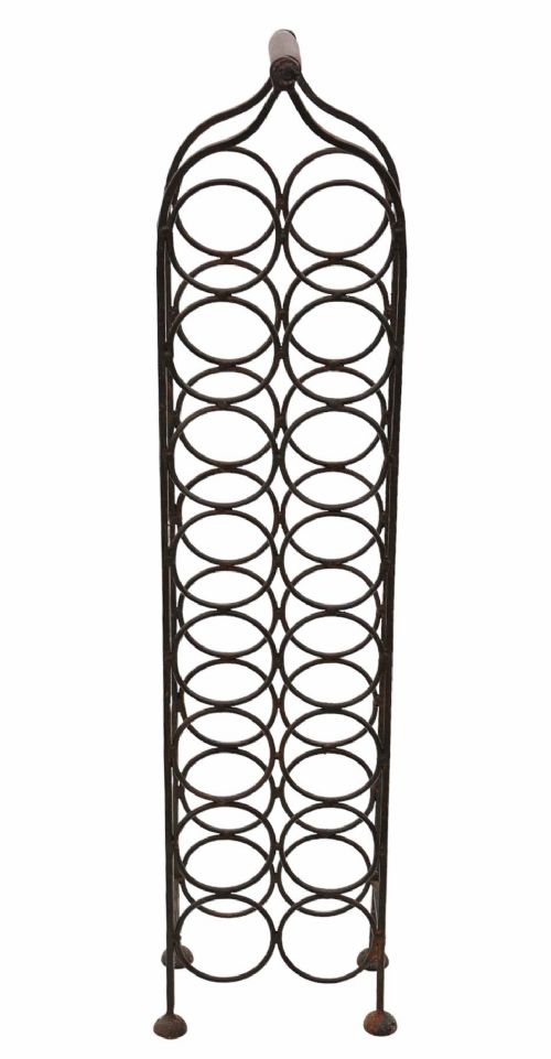 fig 1. Antique heavy wrought iron wine rack C1920 or earlier 16 bottles stand