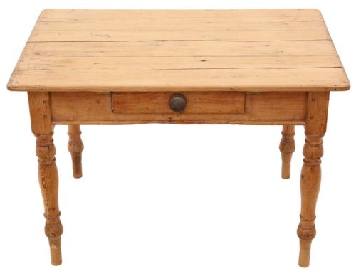 fig 1. Antique farmhouse scrub top kitchen dining table with drawer 19th Century