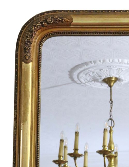 fig 1. Antique large fine quality gilt overmantle wall mirror C1900