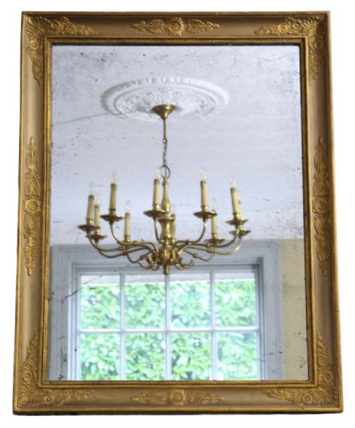 Antique Large Gilt Overmantle Wall Mirror 19th Century