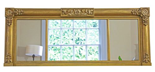 Antique Large Gilt Overmantle Wall Mirror 19th Century Fine Quality