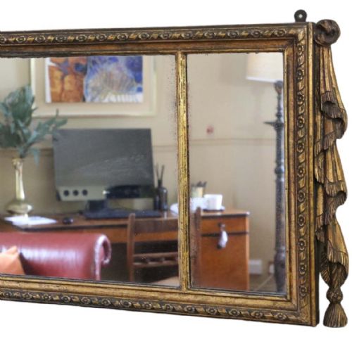 fig 2. Antique large gilt 19th Century overmantle wall mirror fine quality