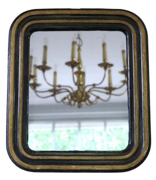 Antique Small 19th Century Quality Gilt and Ebonised Overmantle Wall Mirror