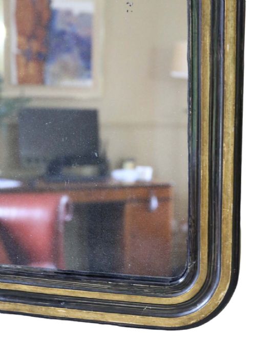 fig 1. Antique small 19th Century quality gilt and ebonised overmantle wall mirror