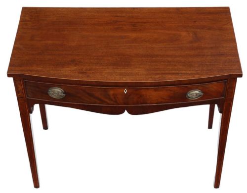 fig 2. Antique Fine Quality 19th Century Bow Front Inlaid Mahogany Writing Table