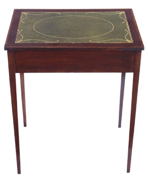 ANTIQUE FINE QUALITY C1900 INLAID MAHOGANY LADIES WRITING TABLE - ADDITIONAL PHOTO 6