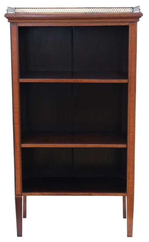 Antique C1900 Inlaid Mahogany Adjustable Bookcase - Fine Quality Piece