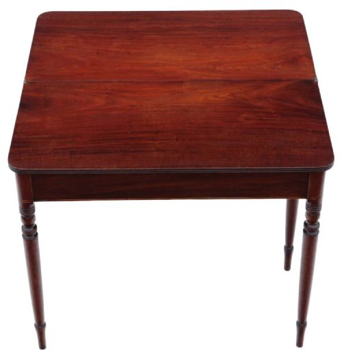 ANTIQUE FINE QUALITY C1800 INLAID MAHOGANY FOLDING CARD AND TEA TABLE - ADDITIONAL PHOTO 3