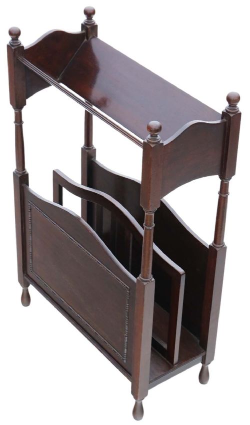 Antique Art Nouveau Mahogany Quality Book Trough and Magazine Stand C1920