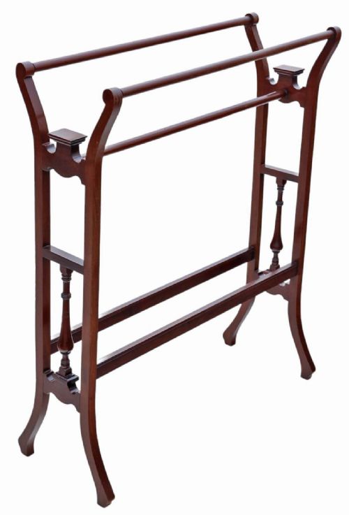 fig 1. Antique Victorian mahogany Towel Rail Stand - Quality Art Nouveau C1900