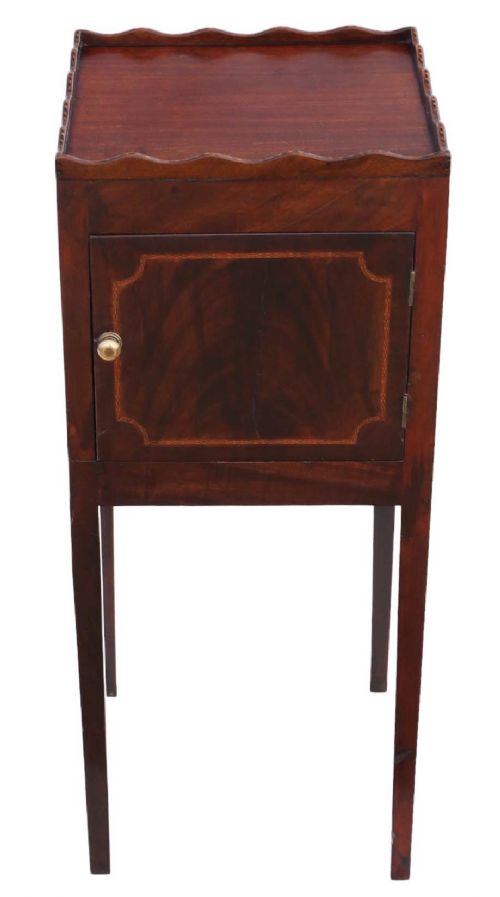 Antique Early 19th Century Mahogany Nightstand - Quality Georgian Tray Top Bedside Table