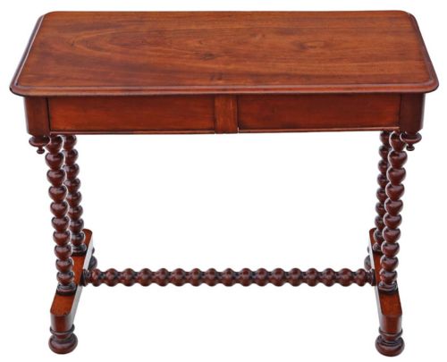 19th Century Mahogany Writing Table - Antique, Fine Quality, Bobbin Turned