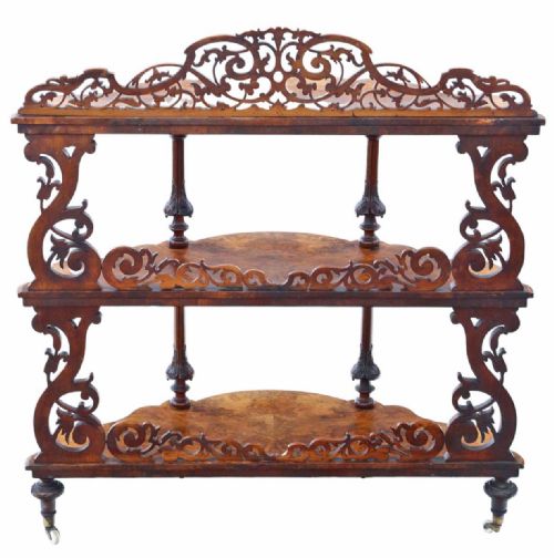 19TH CENTURY BURR WALNUT DEMILUNE DISPLAY CONSOLE WHATNOT TABLE FINE QUALITY ANTIQUE - ADDITIONAL PHOTO 6