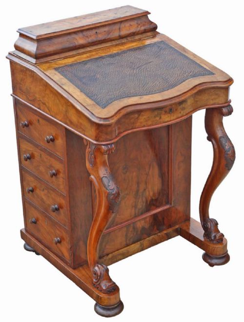 VICTORIAN BURR WALNUT DAVENPORT WRITING TABLE C1870 - ADDITIONAL PHOTO 2