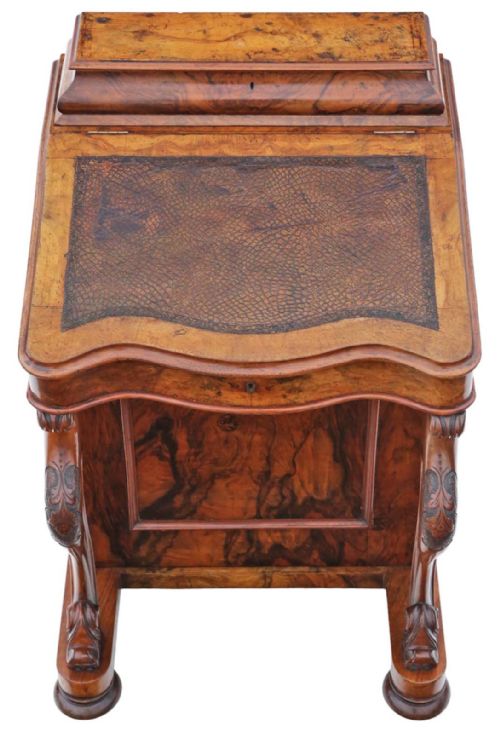 VICTORIAN BURR WALNUT DAVENPORT WRITING TABLE C1870 - ADDITIONAL PHOTO 3