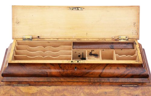 VICTORIAN BURR WALNUT DAVENPORT WRITING TABLE C1870 - ADDITIONAL PHOTO 4