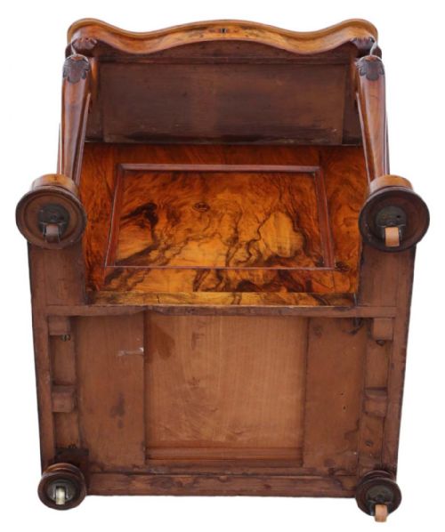 VICTORIAN BURR WALNUT DAVENPORT WRITING TABLE C1870 - ADDITIONAL PHOTO 8