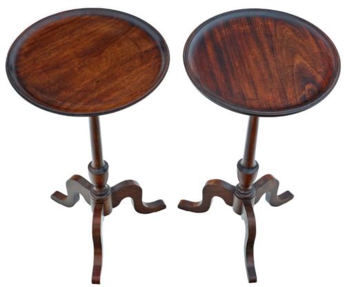 fig 1. High-Quality Antique Mahogany Occasional Side Wine Tables - Early 20th Century Pair