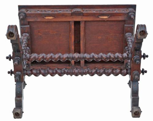 FINE QUALITY ANTIQUE CARVED OAK WRITING TABLE 19TH CENTURY - ADDITIONAL PHOTO 7