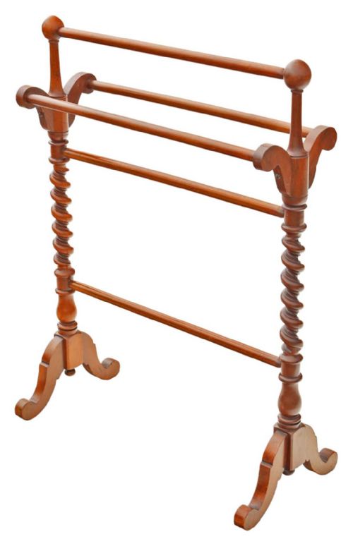 fig 1. Fine Quality Antique Walnut Twist Victorian Towel Rail Stand - 19th Century