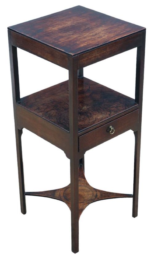 fig 1. High-Quality Antique Mahogany Georgian Washstand Bedside Table - Circa 1800
