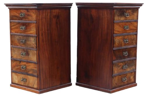 fig 1. Pair of Quality Antique Flame Mahogany Chest of Drawers Bedside Tables