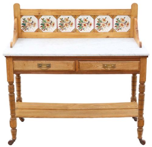 High-quality 19th Century Victorian Ash, Pine, and Marble Washstand Dressing Table