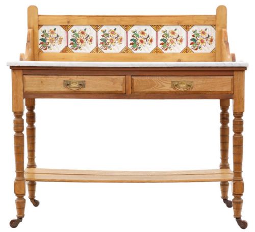 fig 1. High-Quality 19th Century Victorian Ash, Pine, and Marble Washstand Dressing Table