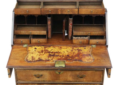 fig 1. Large Antique Georgian Walnut Bureau Bookcase - High-Quality 18th Century Display Piece