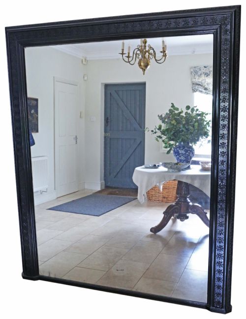 fig 1. Antique very large late 19th Century quality full height overmantle wall mirror