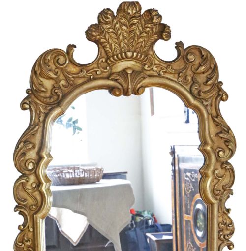 ANTIQUE LARGE C1915 GILT WOOD OVERMANTLE WALL MIRROR HIGHQUALITY PIECE - ADDITIONAL PHOTO 1