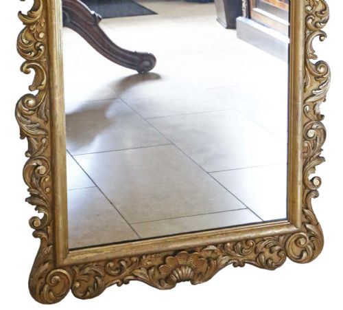 ANTIQUE LARGE C1915 GILT WOOD OVERMANTLE WALL MIRROR HIGHQUALITY PIECE - ADDITIONAL PHOTO 3