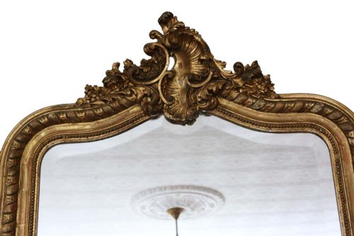 fig 2. Antique Large 19th Century Gilt Overmantle Wall Mirror – High-Quality Ornate Design
