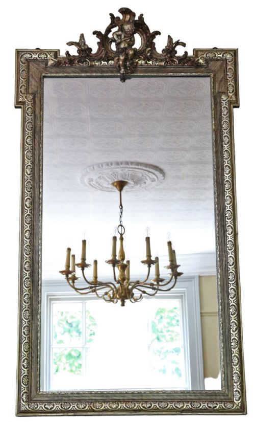 fig 1. Antique Large C1900 Gilt Overmantle Wall Mirror High-Quality Ornate Design