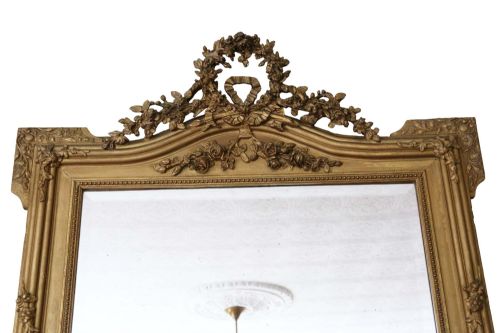 ANTIQUE LARGE C1900 GILT OVERMANTLE WALL MIRROR HIGH QUALITY ORNATE DESIGN - ADDITIONAL PHOTO 1
