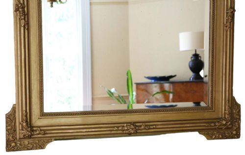ANTIQUE LARGE C1900 GILT OVERMANTLE WALL MIRROR HIGH QUALITY ORNATE DESIGN - ADDITIONAL PHOTO 3