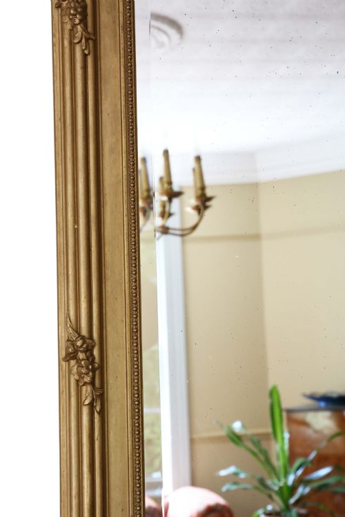 ANTIQUE LARGE C1900 GILT OVERMANTLE WALL MIRROR HIGH QUALITY ORNATE DESIGN - ADDITIONAL PHOTO 4