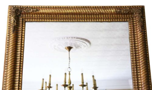 ANTIQUE LARGE GILT OVERMANTLE WALL MIRROR 19TH CENTURY HIGHQUALITY ORNATE DESIGN - ADDITIONAL PHOTO 1