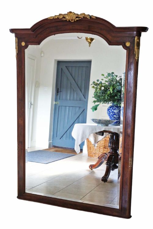 ANTIQUE VERY LARGE EARLY 20TH CENTURY MAHOGANY WALNUT FLOOR WALL MIRROR HIGHQUALITY ORNATE DESIGN - ADDITIONAL PHOTO 1
