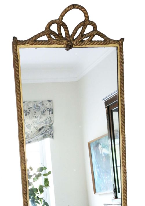 ANTIQUE C1900 LARGE GILT FULL HEIGHT FLOOR WALL DRESSING MIRROR HIGHQUALITY ORNATE DESIGN - ADDITIONAL PHOTO 1