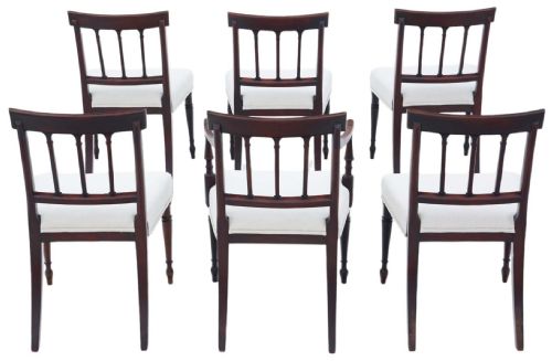 fig 1. Antique quality set of 6 (5 plus 1 carver) 19th Century Mahogany dining chairs