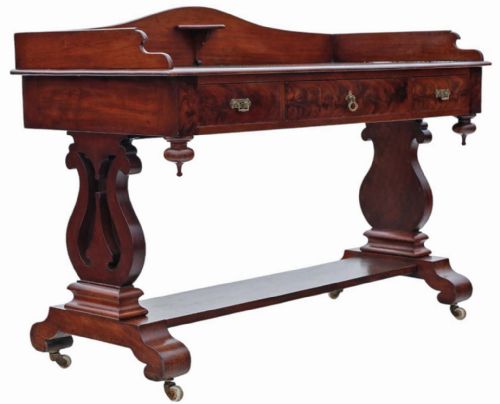 FINE QUALITY ANTIQUE MAHOGANY WRITING TABLE 19TH CENTURY VICTORIAN GOTHIC - ADDITIONAL PHOTO 4