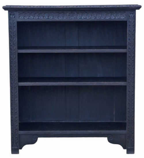 fig 1. Large Quality Antique Gothic ebonised oak Adjustable Bookcase - Circa 1900