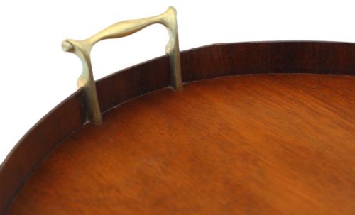 fig 1. Antique Victorian quality inlaid mahogany oval tea serving tray C1900
